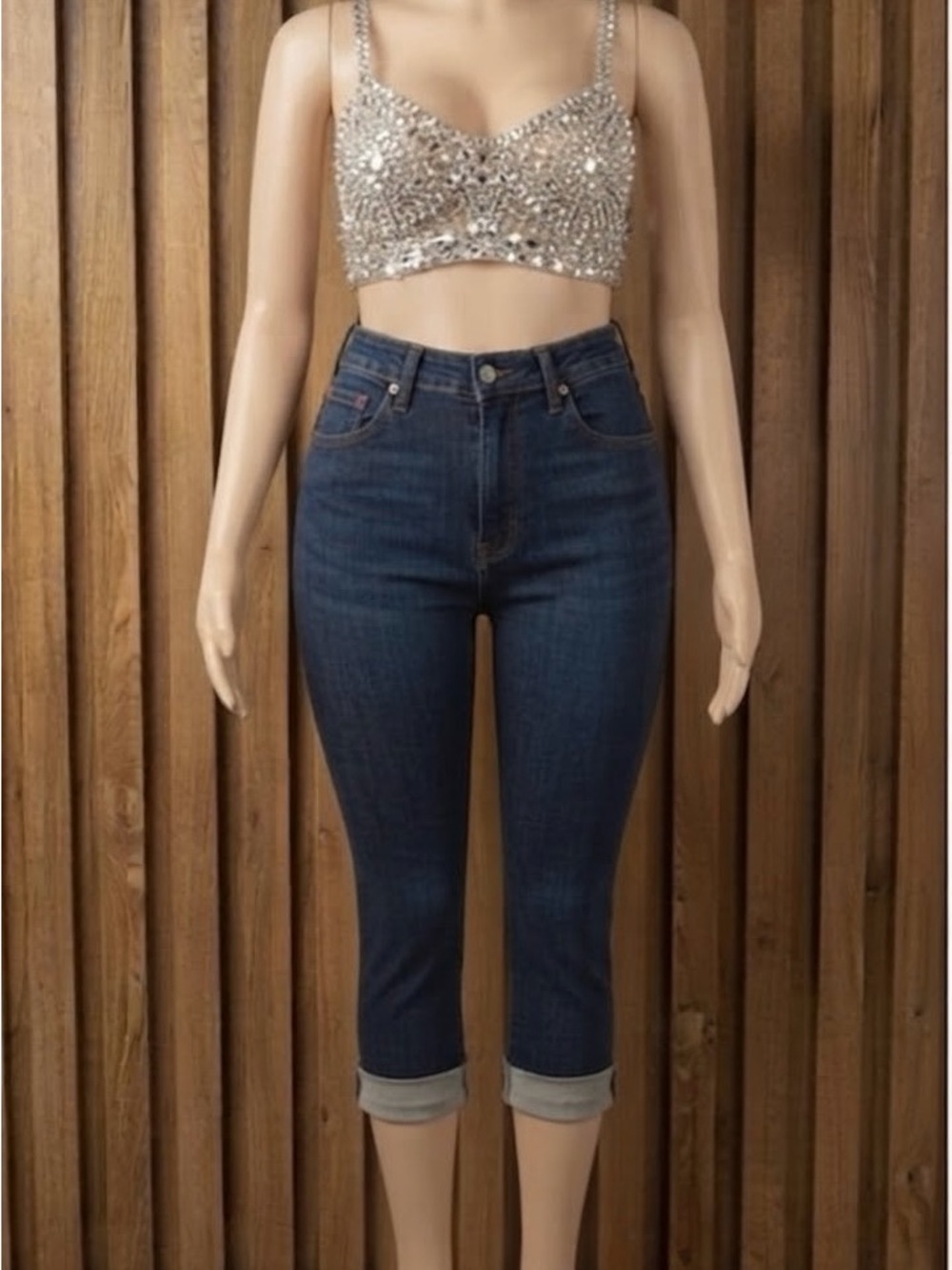 Levi's Dark Blue Cropped High-Rise Jeans